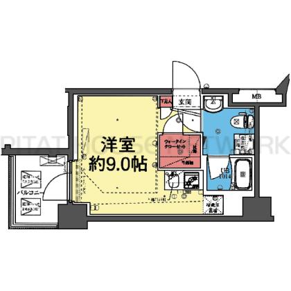 洋室9.0帖の1R＋WIC