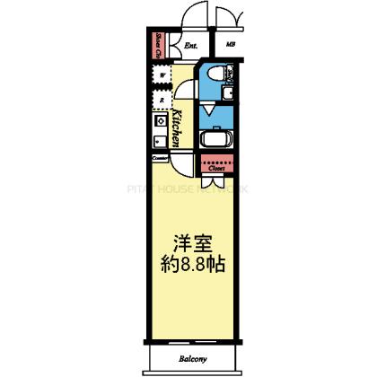 8.8帖の広い1K