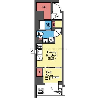 2面採光・角部屋の1DK