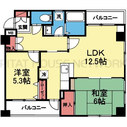 3面採光の角部屋です