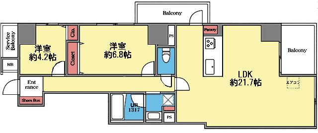 東向き2LDK