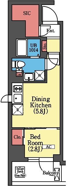 2面採光・角部屋の1DK