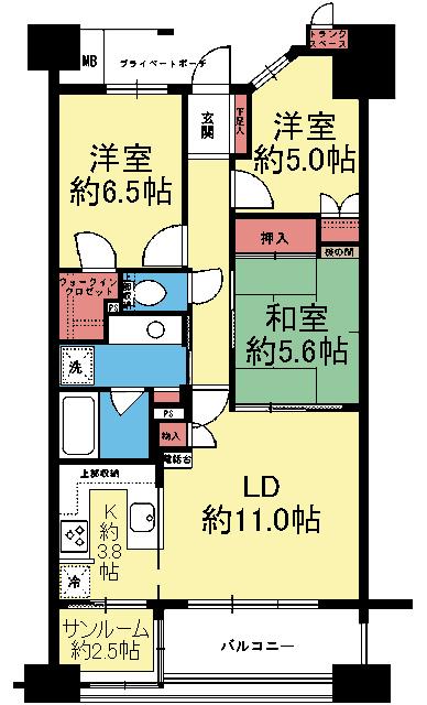 南東向き3LDK