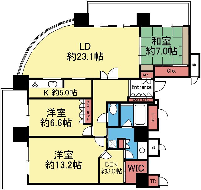 最上階の角部屋です