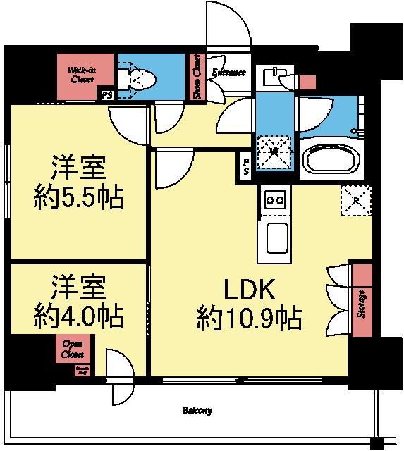 2室とも洋室の2LDK