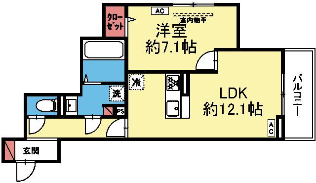 対面式キッチンの1LDK