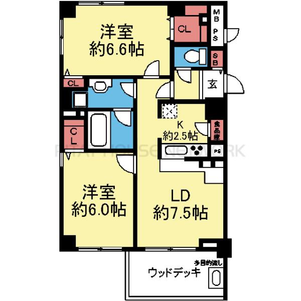 収納豊富な2LDK