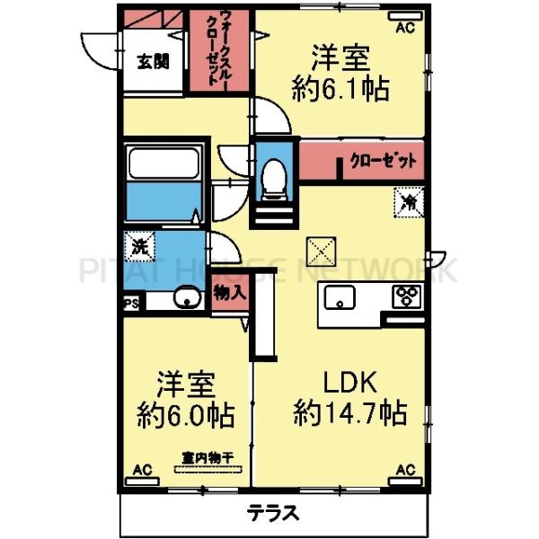 収納豊富な2LDK