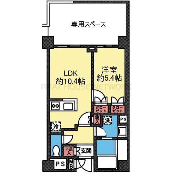 対面式キッチンの1LDK