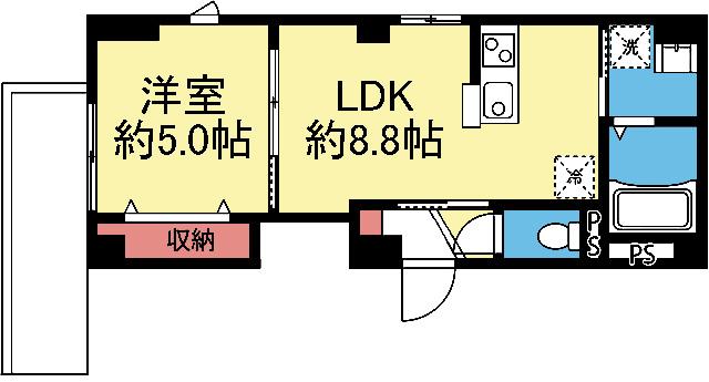 2面採光角部屋の1LDK