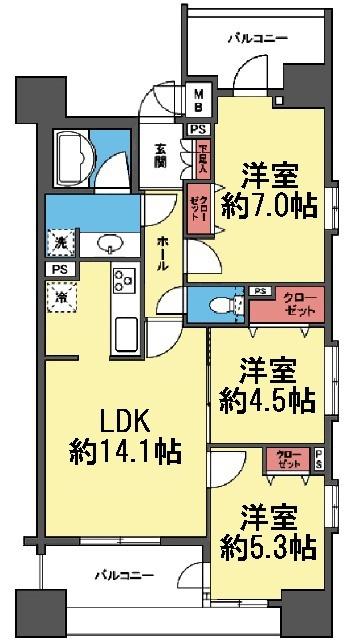 全室洋室の3LDK