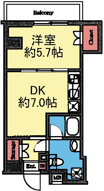 収納豊富な1DK