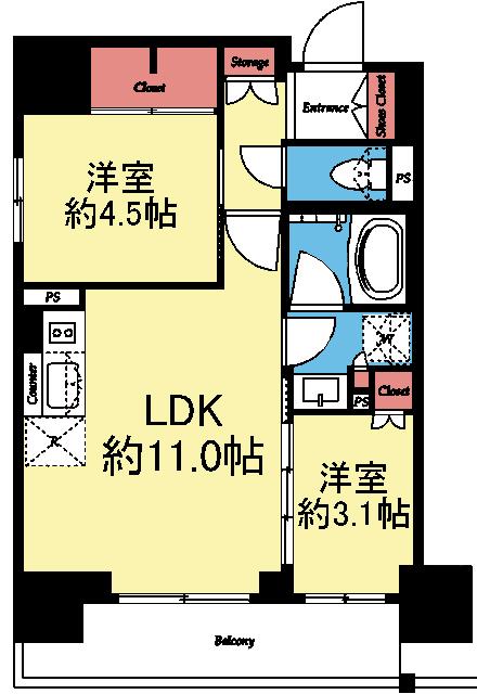 2室とも洋室の2LDK