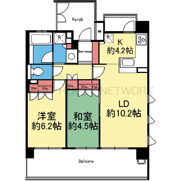 東向き南側角部屋