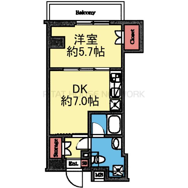 収納豊富な1DK