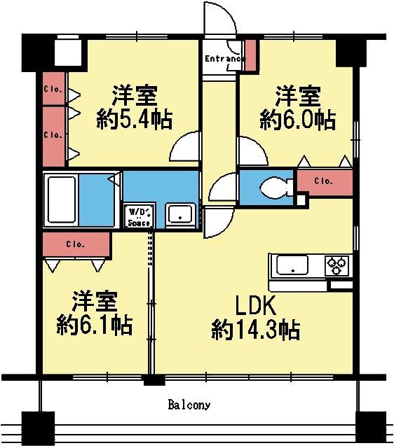 収納豊富な3LDK