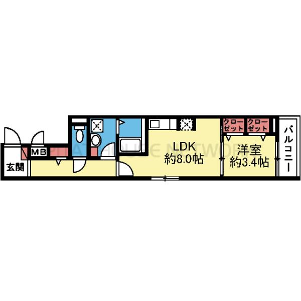 収納豊富な1LDK