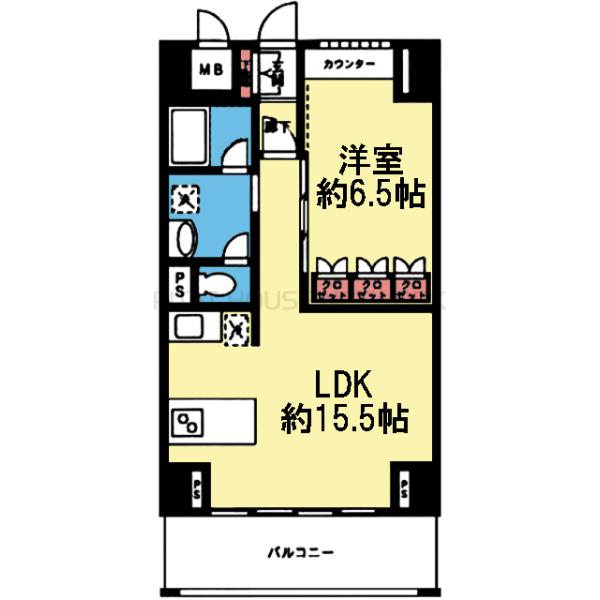 収納豊富な1LDK
