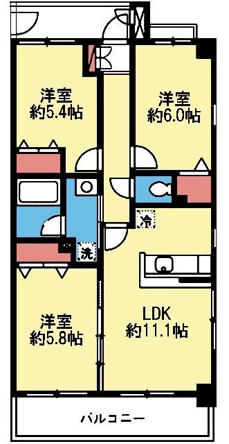 全室洋室の角部屋です