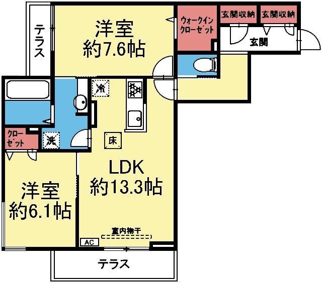 1階の三方角部屋！