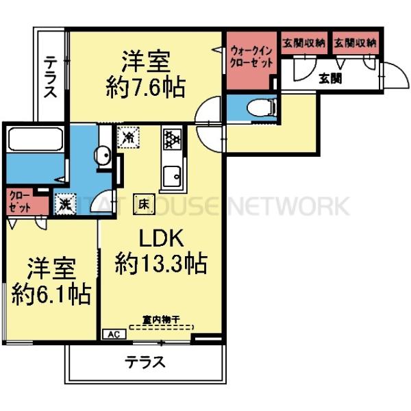 1階の三方角部屋！