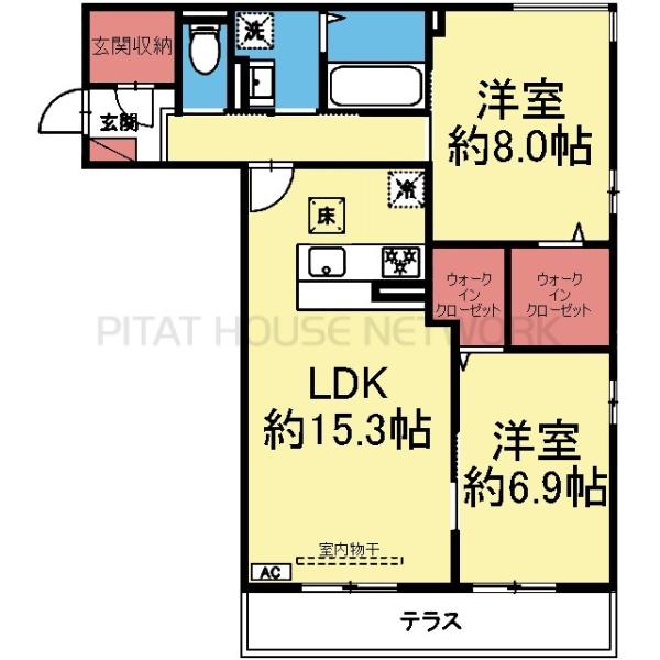 1階の三方角部屋！