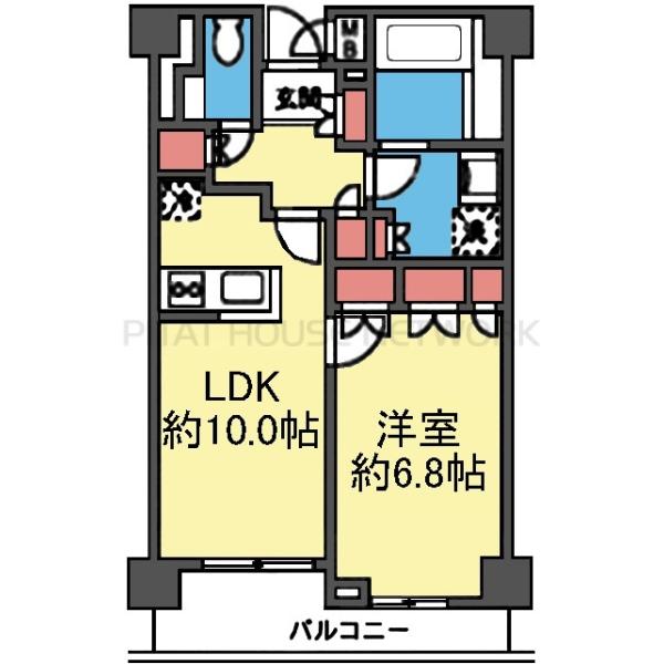 対面式キッチンの1LDK