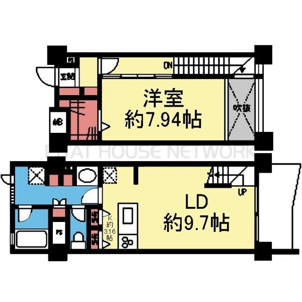 メゾネットタイプの1LDK