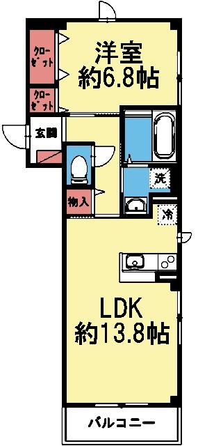 収納豊富な1LDK