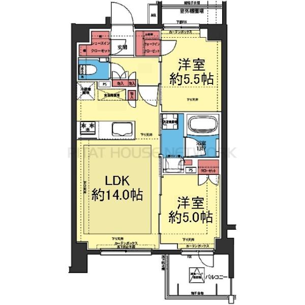収納豊富な2LDK