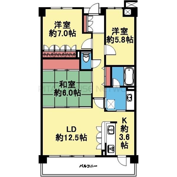 南東向き3LDK
