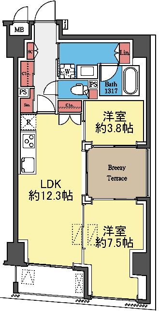 玄関収納豊富な2LDK