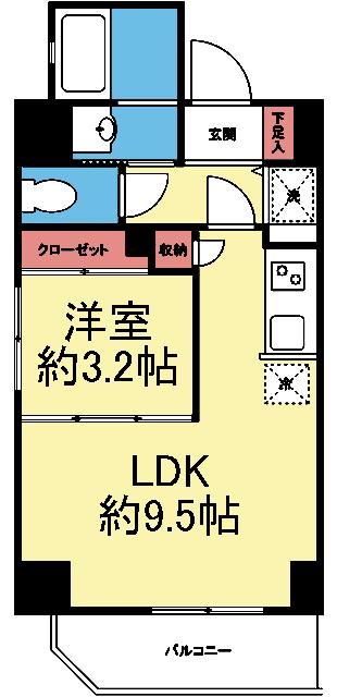 南東向き1LDK