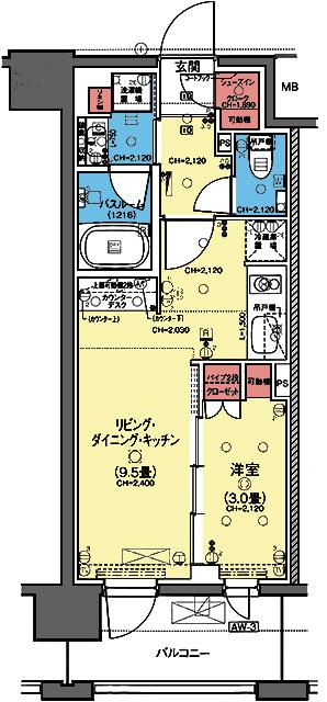 バルコニー南西向き