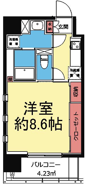 8.6帖の広い1K