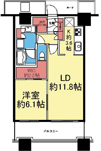 収納豊富な1LDK