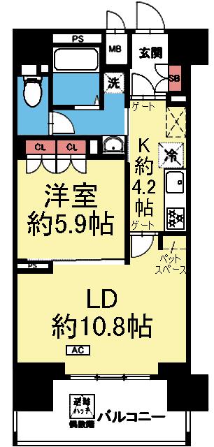 南西向き1LDK