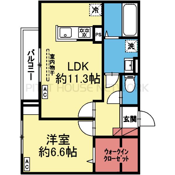 南西向き1LDK＋WIC