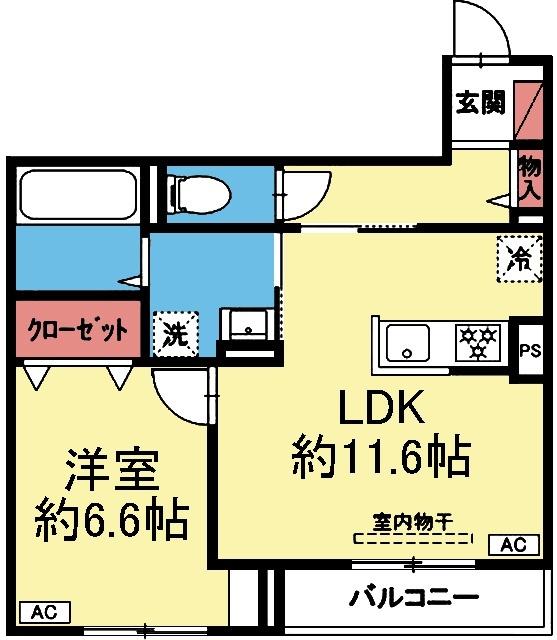 南東向き1LDK