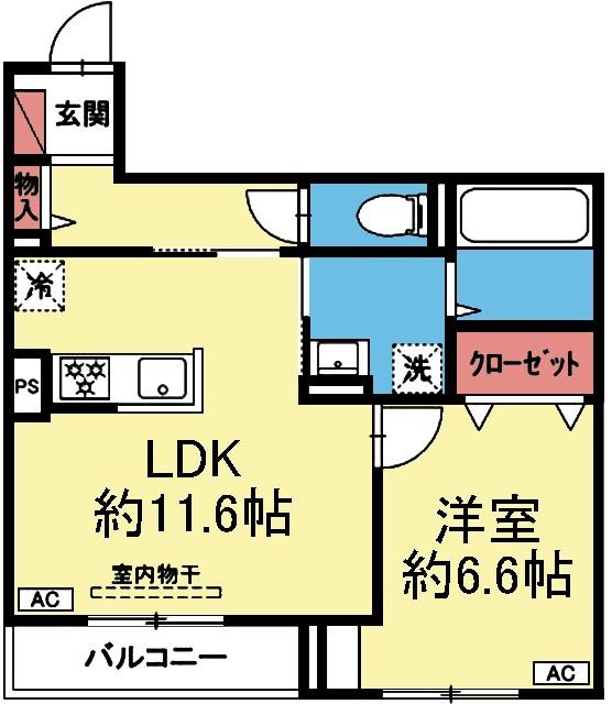 南東向き1LDK