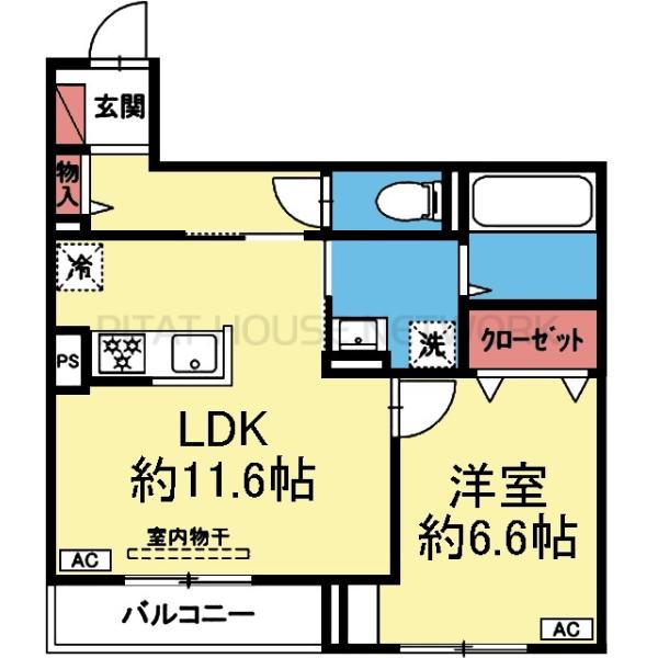 南東向き1LDK