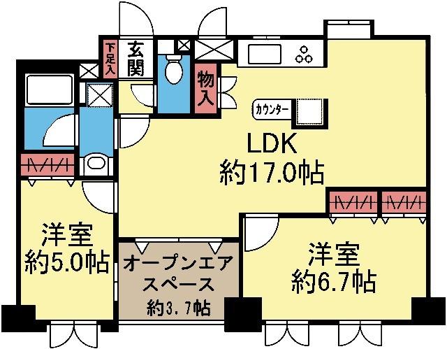 収納豊富な2LDK