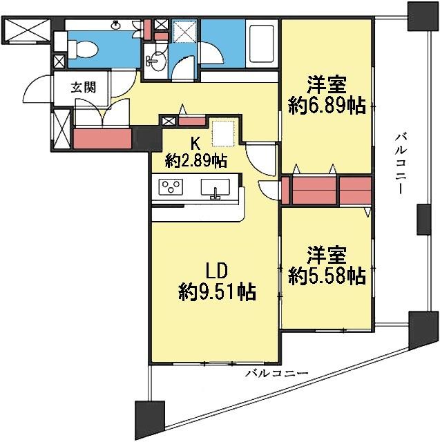 バルコニー南向きです