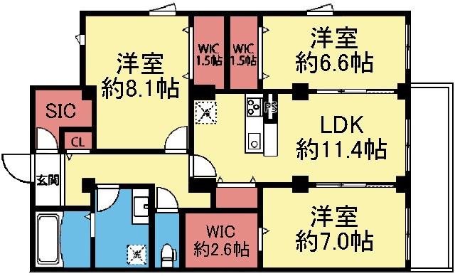 3LDK＋3WIC＋SIC