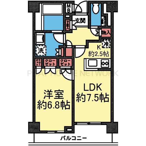 対面式キッチンの1LDK