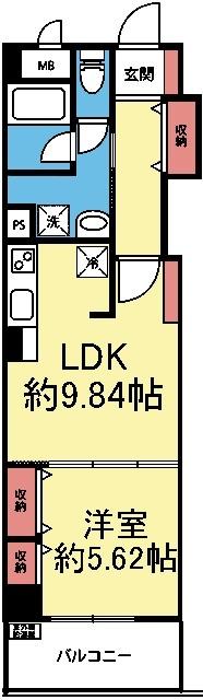 収納豊富な1LDK