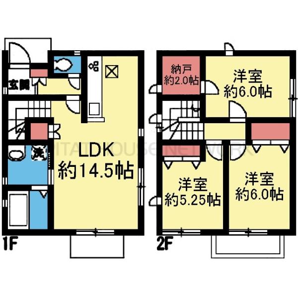 全室洋室の収納豊富な3LDK