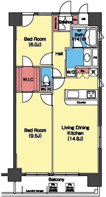 ウォークスルークローゼット付き2LDK