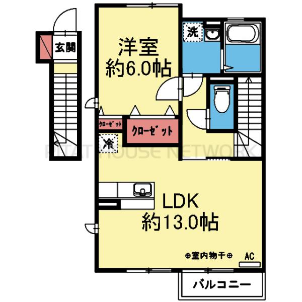 最上階の三方角部屋