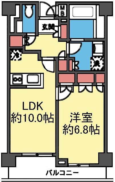 対面式キッチンの1LDK